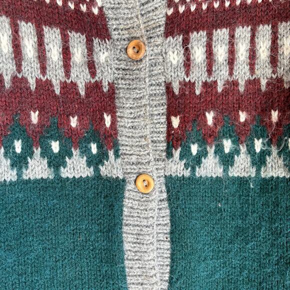 THE ALPACA CONNECTION Women's Med Green Cardigan Cottagecore Soft Geometric - Picture 5 of 12